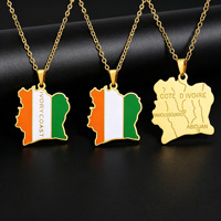 Collier pendentif Côte d'Ivoire le plus vendu, accessoires en acier inoxydable simple et haut de gamme avec finition émaillée pour hommes et femmes