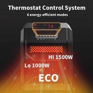 Бытовые регулируемые с дистанционным управлением термостат черный 1000 Вт 1500 Вт Электрический космический инфракрасный нагреватель воздуха - Product Image 2