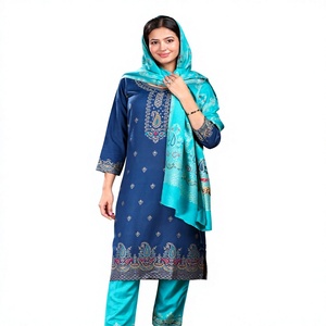 Salwar Kameez traditionnel en laine pour femmes, imprimé paisley turquoise, tenue décontractée pour les fêtes, style Inde Pakistan, coupe régulière, hiver - Product Image 5