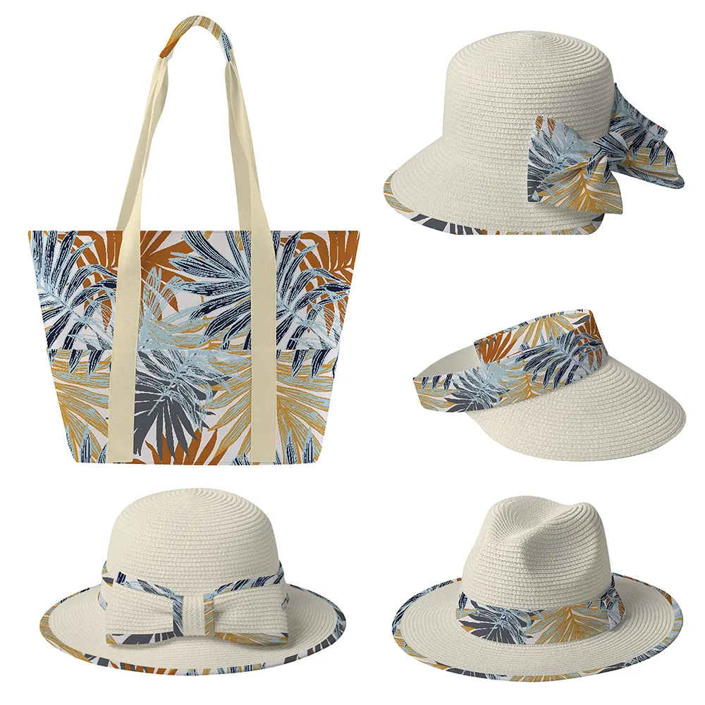 Jakijayi Zomer Blad Beige Picknick Opslag Grote Canvas Katoenen Touw Handtas Tote Strandtas Voor Vakantie Weekend