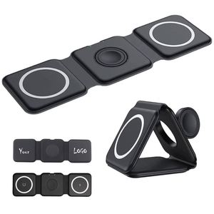Cargador Inalámbrico 3 en 1 Plegable Personalizado, Base de Carga Magnética Portátil Q, Cargador Inalámbrico Rápido de 10 W para iPhone - Product Image 1