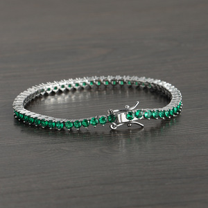 3Mm Three-claw Emerald Zircon Tennis <b>Bracelet</b>, <b>Copper</b> With Zircon Tanjing Fashion Lijing Necklace - Product Image 3