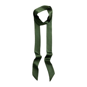 Écharpe étroite en polyester de 90cm de long, bordure blanche fine et rouge solide, accessoire uniforme d'entreprise pour hôtesse de l'air pour femmes - Product Image 1