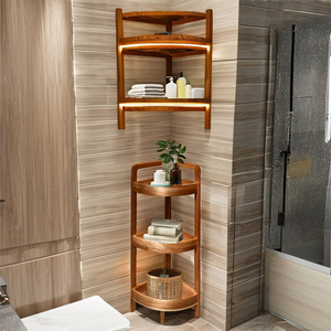 מרחב קטן רב תכליתי קטן 3 מתלה פינת עץ לתצוגה חדר אמבטיה לעמוד מקלחת מדף עבור סלון וריהוט מטבח - Product Image 5