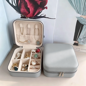Eco-friendly Hotsale Portable Square Zipper Jewelry <b>Box</b> <b>Small</b> Travel Jewelry Storage Case For Women Gift Packaging - Product Image 4