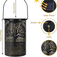 Lihang - Lámpara Colgante LED Pequeña, Impermeable IP65, de Hierro, para Jardín, con Energía Solar, 2700K, Certificación CE, 30000 Horas de Duración