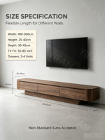 Meuble TV convertible moderne en bois massif avec rangement pour salon et hôtel, fixation murale