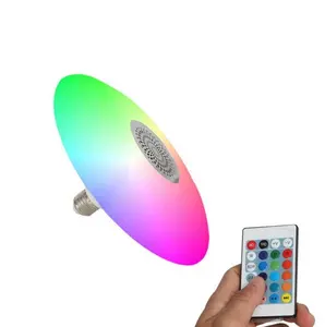 E27 BT灯UFO音乐灯泡智能LED BT扬声器远程可调光派对音乐灯泡，带24按钮遥控器
