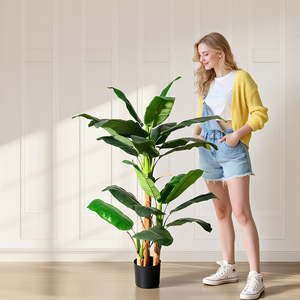 Arbre <span class=keywords><strong>bananier</strong></span> artificiel de 150 cm (4,92 pieds), plante tropicale artificielle <span class=keywords><strong>en</strong></span> <span class=keywords><strong>pot</strong></span>, faux arbre à feuilles de <span class=keywords><strong>bananier</strong></span> pour la décoration intérieure de la maison, du bureau, du centre commercial, de l'hôtel - Product Image 2