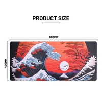 Tapis de souris en caoutchouc personnalisé Red Sea Wave Esport Gamer avec repose-poignets 90x40cm taille XXL pour le jeu et le bureau