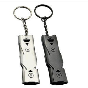 Sifflet double tube en gros, porte-clés pendentif, haute décibels, outil multifonctionnel de survie et d'urgence pour le camping en extérieur - Product Image 1