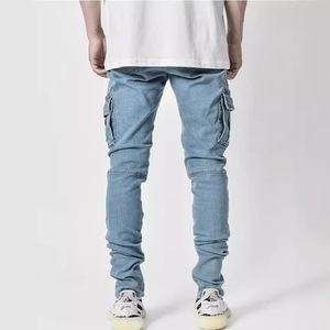 <span class=keywords><strong>Pantaloni</strong></span> Cargo Casual all'Ingrosso, Jeans Multitasche, <span class=keywords><strong>Pantaloni</strong></span> in Denim da <span class=keywords><strong>Uomo</strong></span>, Jeans Skinny con Tasche <span class=keywords><strong>Laterali</strong></span> - Product Image 2