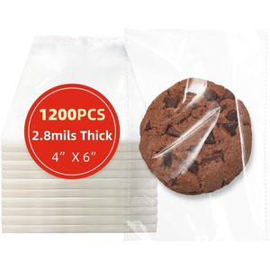Clear Cellophane <b>Bags</b> 4 X 6 Inches 1200 Pcs Resealable Self Sealing Three Side Seal For Cookie Packaging Storage Cooking - Product Image 1