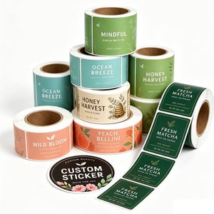 Autocollant en vinyle personnalisé, étiquette ronde imperméable avec logo de marque pour emballages cosmétiques et alimentaires - Product Image 1