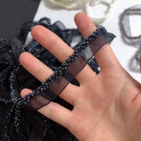 En stock, dentelle à mini-perles en maille de 1,5 cm, garniture pour vêtements, manches, accessoires de bordure, ruban LT2384B