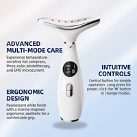 Appareil de massage pour le cou, beauté photonique, micro-courant, vibration, chauffage, raffermissement, lumière colorée pour le visage, utilisation universelle, 3 modes, 9 niveaux