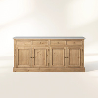 Meuble TV en pin Elite Kensington, plateau en marbre poli pour grand hall d'entrée, buffet en bois, rangement d'entrée, unité de rangement