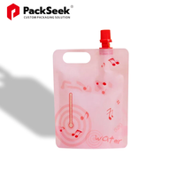 Pochettes souples réutilisables avec bec verseur pour jus de fruits et boissons à la vodka, emballage plastique transparent laminé composite, sac souple à presser avec poignée