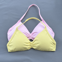 Petit soutien-gorge haut en nylon mat bleu clair dos nu soutien-gorge à bretelles sans couture barre de fitness petit soutien-gorge de yoga