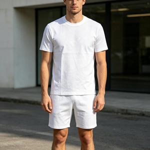 Camiseta de hombre, oversize, cuello redondo, manga corta, color sólido, algodón, estilo casual, corte regular, longitud normal, camiseta blanca para hombre - Product Image 1