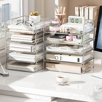 Clair moderne Transparent acrylique A4 papier support de rangement PP boîte en plastique bacs bureau fichier étagère bureau usage domestique conteneur