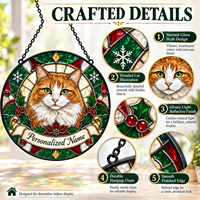 Décoration murale en vitrail 2D personnalisée pour Noël, style bohème, à suspendre sur fenêtre, pour animaux de compagnie, idéale pour le dropshipping