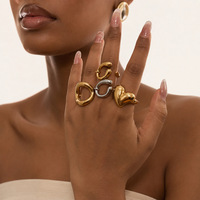 Bague ouverte Gaovo pour femme, personnalisée, polyvalente, géométrique, creuse, en acier inoxydable plaqué or 18 carats, simple et minimaliste