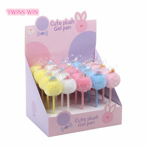 कार्टून <span class=keywords><strong>Pompon</strong></span> पोम कलम स्कूल स्टेशनरी प्यारा बच्चों छात्र गेंडा शराबी गेंद जेल पेन 2660 - Product Image 2