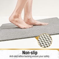 Tapis de Douche Carré Moderne Minimaliste Antidérapant en PVC à Boucles, Tapis de Bain/Sol de Toilettes en Mousse Absorbante à Séchage Rapide, Couleur Unie