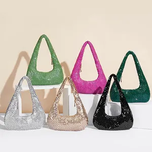 Mode strass sac à bandoulière bling sac à main diamante luxe diamant sacs de soirée sous les bras épaule aisselle sac