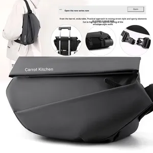 Bolso Cruzado de PU Ligero y Moderno para Hombre, Resistente al Agua, Multifuncional, para Pecho y Hombro, Estilo Motociclista - Product Image 2