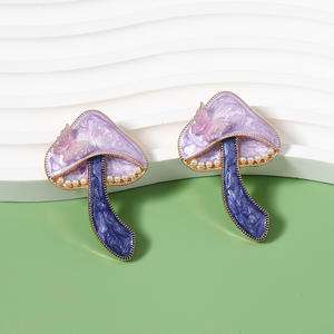 New Style Pastoral Style Fashion Alloy <b>Oil</b> Drip <b>Mushroom</b> Pendant Cute Fresh Earrings - Product Image 4