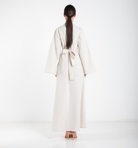 Abito Midi da <span class=keywords><strong>Donna</strong></span> <span class=keywords><strong>in</strong></span> <span class=keywords><strong>Lino</strong></span> Naturale Personalizzato 2026, Vestito Estivo Primaverile con Scollo a V <span class=keywords><strong>in</strong></span> Cotone e <span class=keywords><strong>Lino</strong></span> - Product Image 3