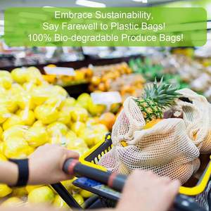 Reusable Cotton Mesh Shopping <b>Bag</b> Washable Eco-friendly Lightweight <b>Net</b> Suitable for Fruits and Vegetables Grocery Storage - Product Image 6