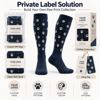 Chaussettes de compression montantes personnalisées pour animaux de compagnie avec empreintes de pattes, 15-20 20-30 mmHg, en tricot jacquard, OEM ODM Marque Privée