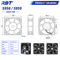 5959 AC Axialer Kompakter Kühllüfter 127mm Kugellager für Industrie-Elektronik, Server, Telekommunikation, Schrank-Belüftung, Ersatznutzung