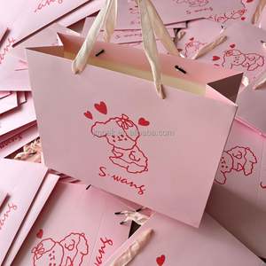 Sac fourre-tout en papier biodégradable réutilisable de haute qualité, écologique, rose, avec logo et poignée, pour la vente au détail, les cadeaux et les bijoux - Product Image 4