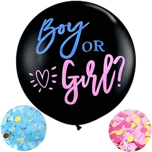 Palloncini Neri in Lattice da 36 Pollici all'Ingrosso per Gender Reveal con Coriandoli Blu e Rosa per Bambino o Bambina - Product Image 2