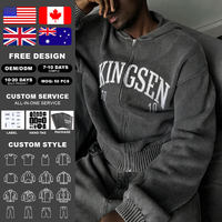 Sudadera con capucha de punto grueso con logotipo personalizado, estilo vintage, con cremallera y bordado