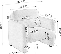 Fauteuil d'appoint moderne en tissu Sherpa de 33.86 pouces, confortable, rembourré, simple, oreiller de taille pour chambre et salon