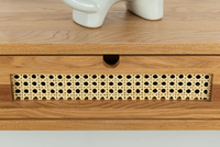 Table console flottante avec trois tiroirs en rotin en chêne massif
