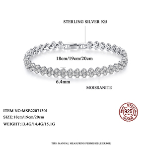 CZCITY Bracciali <span class=keywords><strong>Tennis</strong></span> in Argento 925 con Moissanite Rotonda Piccola e Brillante a Forma di Cuore, Stile Romano, per Ragazze, Pronti per la Spedizione - Product Image 2
