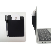 Pochette pour souris portable autocollante réutilisable avec boucle pour stylo, support pour souris en Lycra