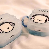 Nouvelle coque en silicone souple sans fil Bluetooth INS motif chiot de dessin animé mignon et amusant dégradé bleu pour AirPods Pro 1 2 3 4