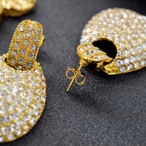 Pendientes de Aro Trenzados de Cobre con Circonita de Moda, Chapados en Oro de 18K - Product Image 3