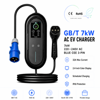 7kW GB/T Tragbares EV-Ladegerät 32A 220V Einphasig Einstellbarer Strom Mobiler EVSE Elektroauto-Ladestation für Zuhause und Reisen