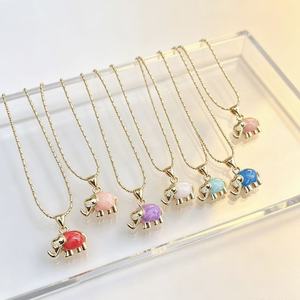 Collar con Colgante de Elefante Chapado en Oro de 18K para Mujer, Gargantilla con Medalla de Animal Esmaltado Colorido y Adorable, Joyería al por Mayor - Product Image 3
