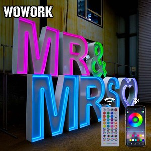 Wowork Nhà Máy Kim Loại <span class=keywords><strong>RGB</strong></span> Hồng Marquee Số Và Chữ Từ Với Bóng Đèn Đèn Cho Bữa Tiệc Sinh Nhật Trang Trí Đám Cưới - Product Image 3