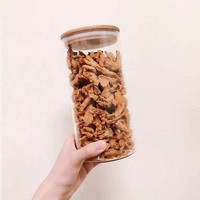 Bocal en verre avec couvercle en bois de bambou, rangement de cuisine, offre spéciale