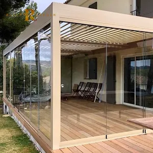 Grosir luar ruangan modern bingkai aluminium kaca rumah tenda dapat ditarik atap taman ruang terisolasi kaca konservasi rumah